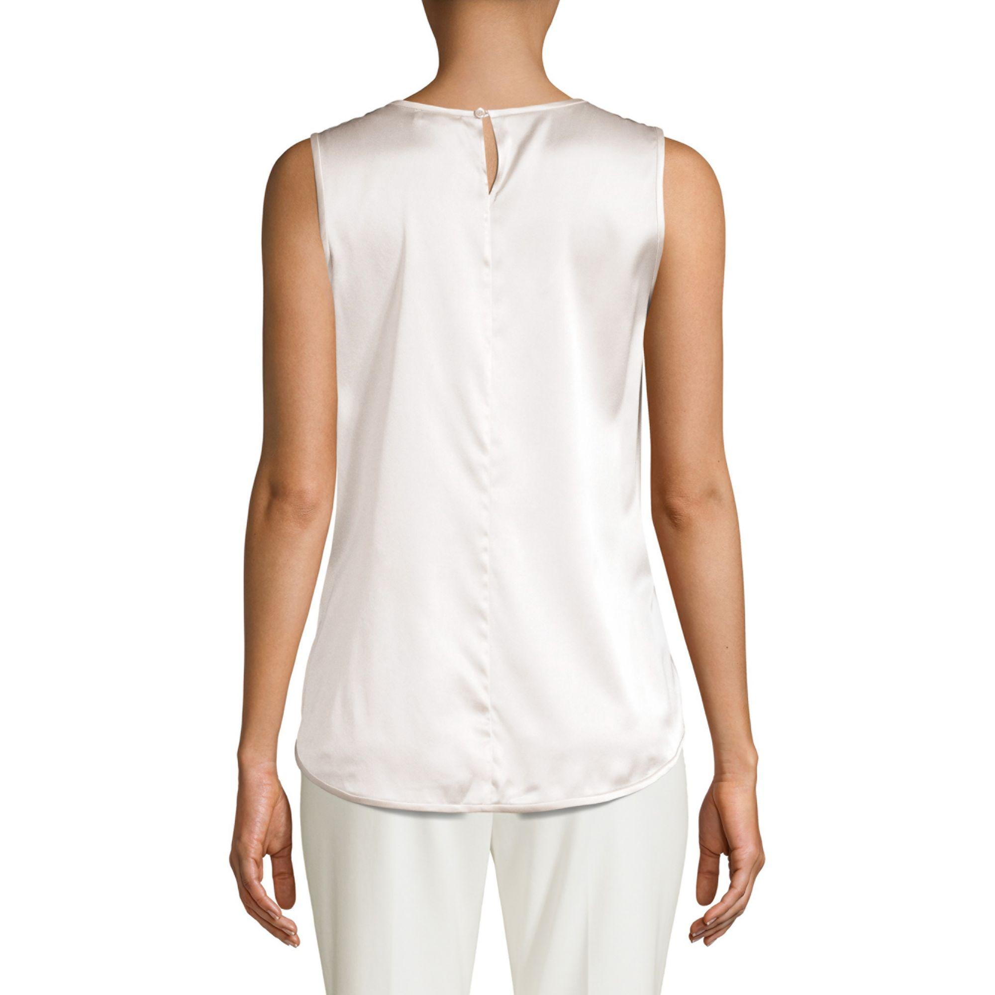 Peserico Sleeveless Stretch Silk Shell Top in White - Lyst