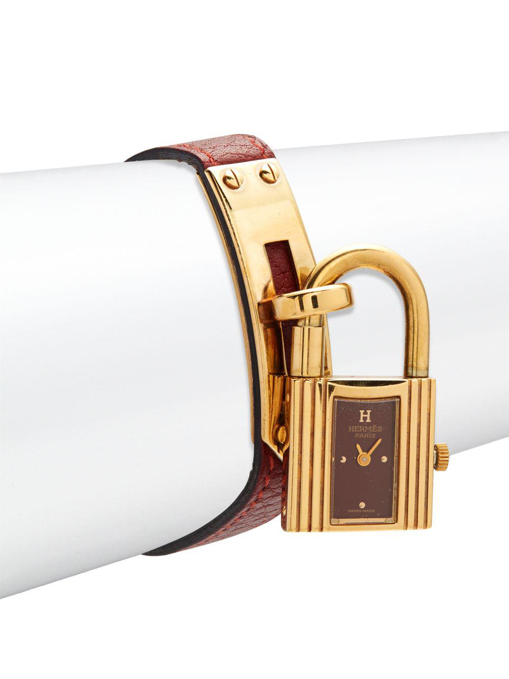 Hermès Burgundy/gold Kelly Watch in Red | Lyst