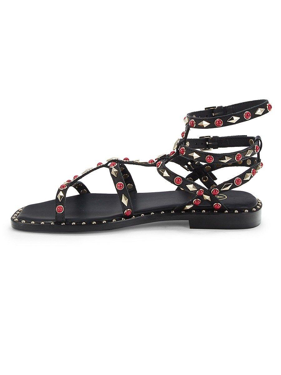 Ash Marrakech Studded Leather Gladiator Sandals in Black | Lyst