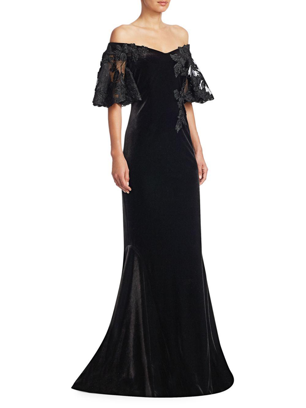 teri jon black velvet dress