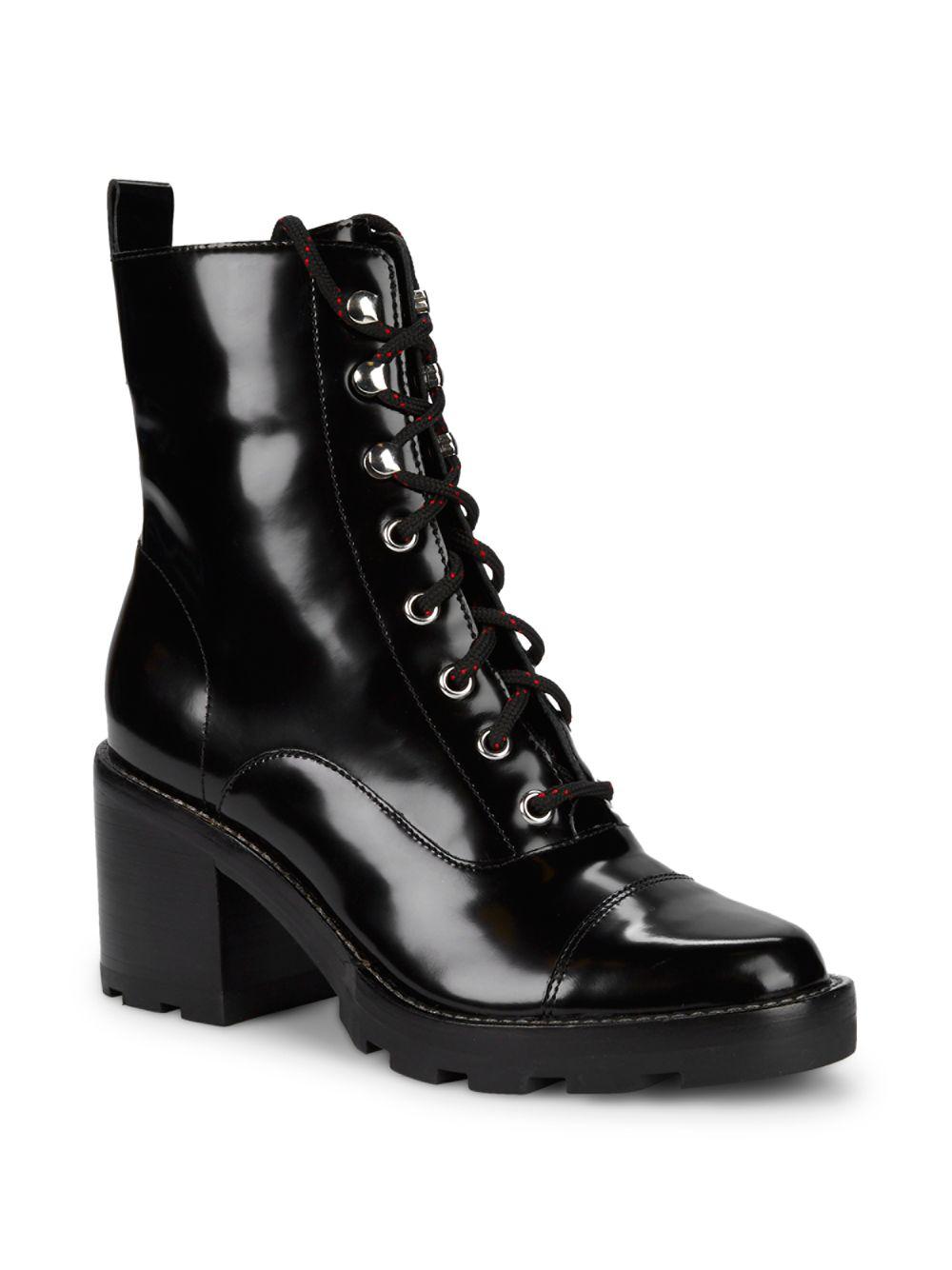 Marc Fisher Wanya Leather Combat Boots in Black Lyst