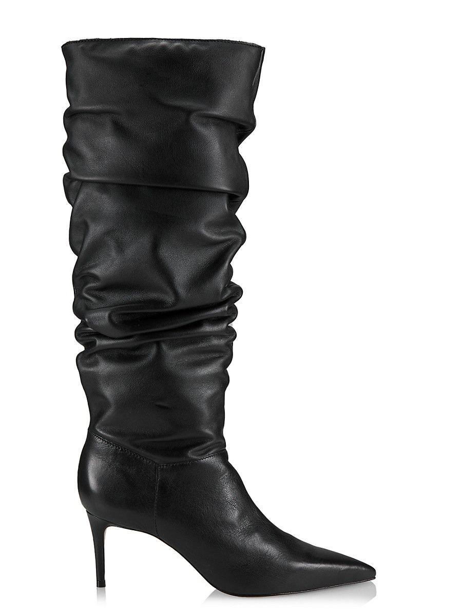 SCHUTZ SHOES Ashlee Slouchy Leather Knee High Boots in Black | Lyst