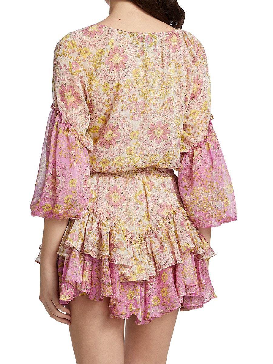 misa ruffled floral mini dress