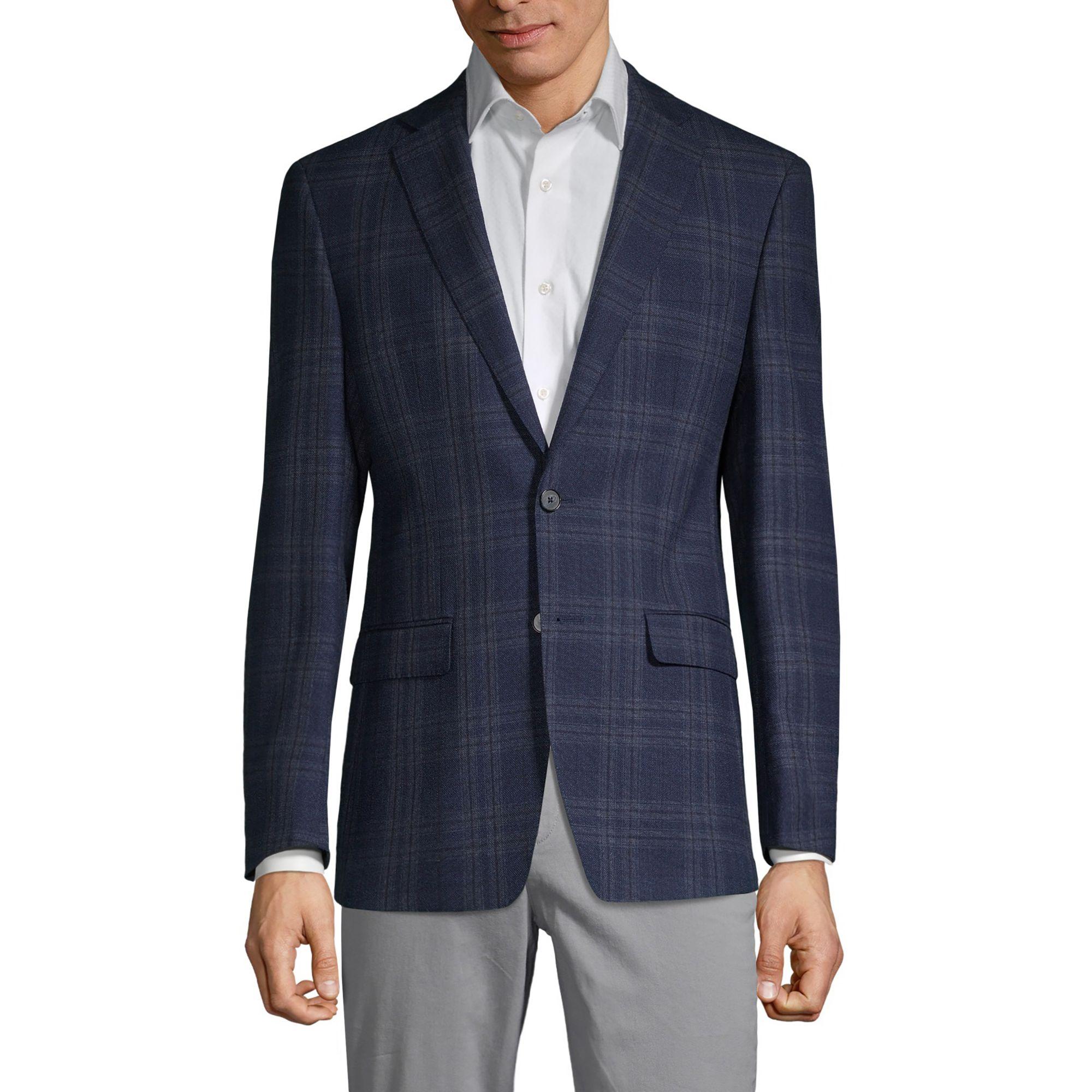 Calvin Klein Slimfit Plaid Woolblend Jacket in Navy (Blue) for Men Lyst