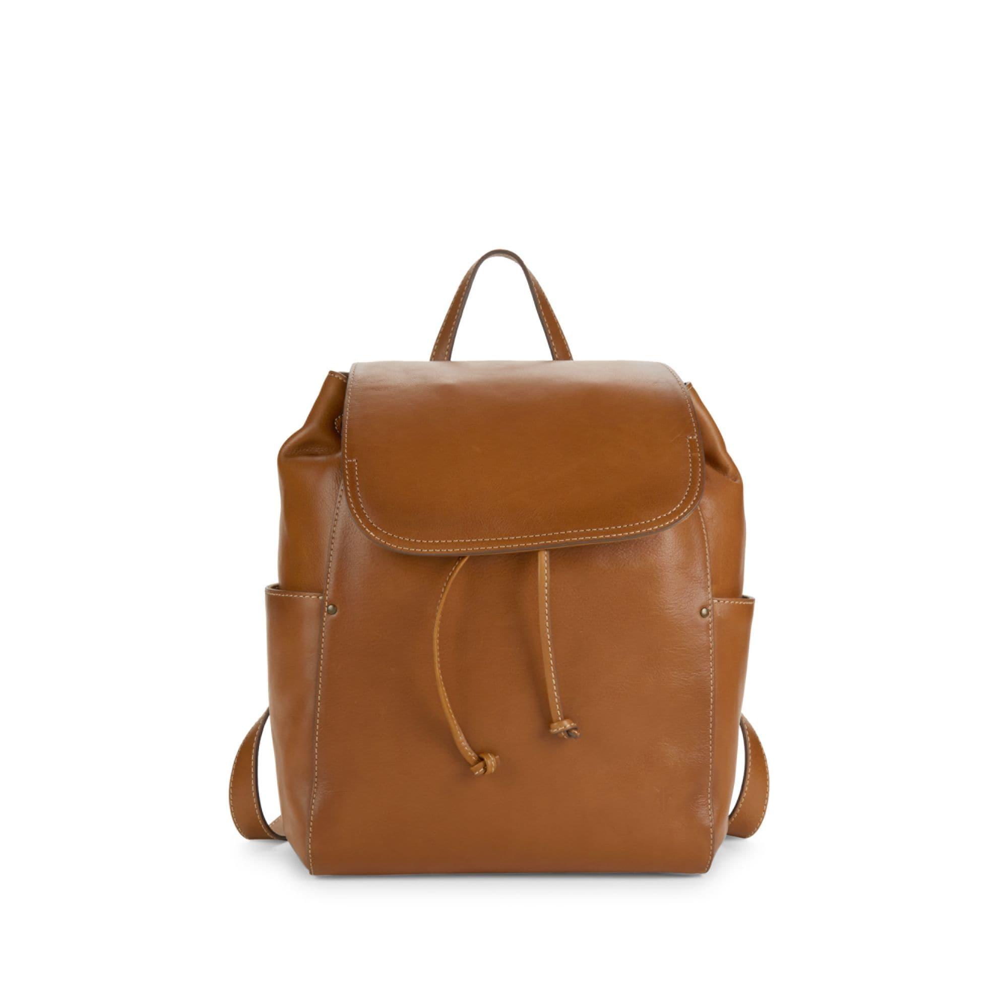 frye leather backpack purse
