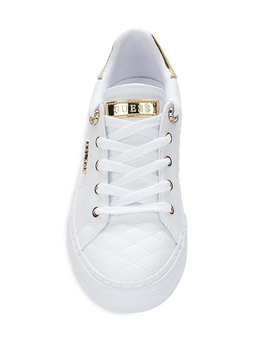 Guess Loven Low Top Quilted Sneakers in White | Lyst
