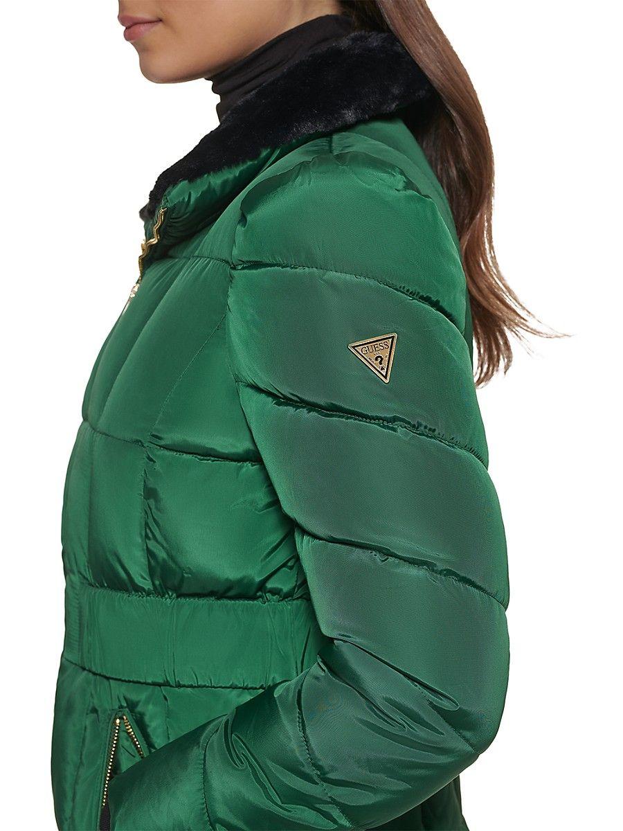 Guess green puffer coat hotsell