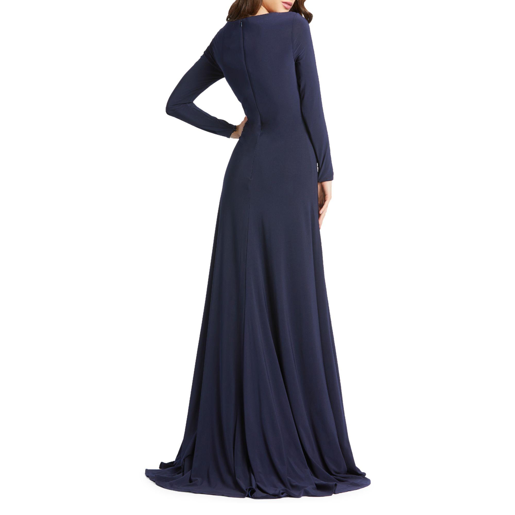 Long-sleeve Faux Wrap Gown ...