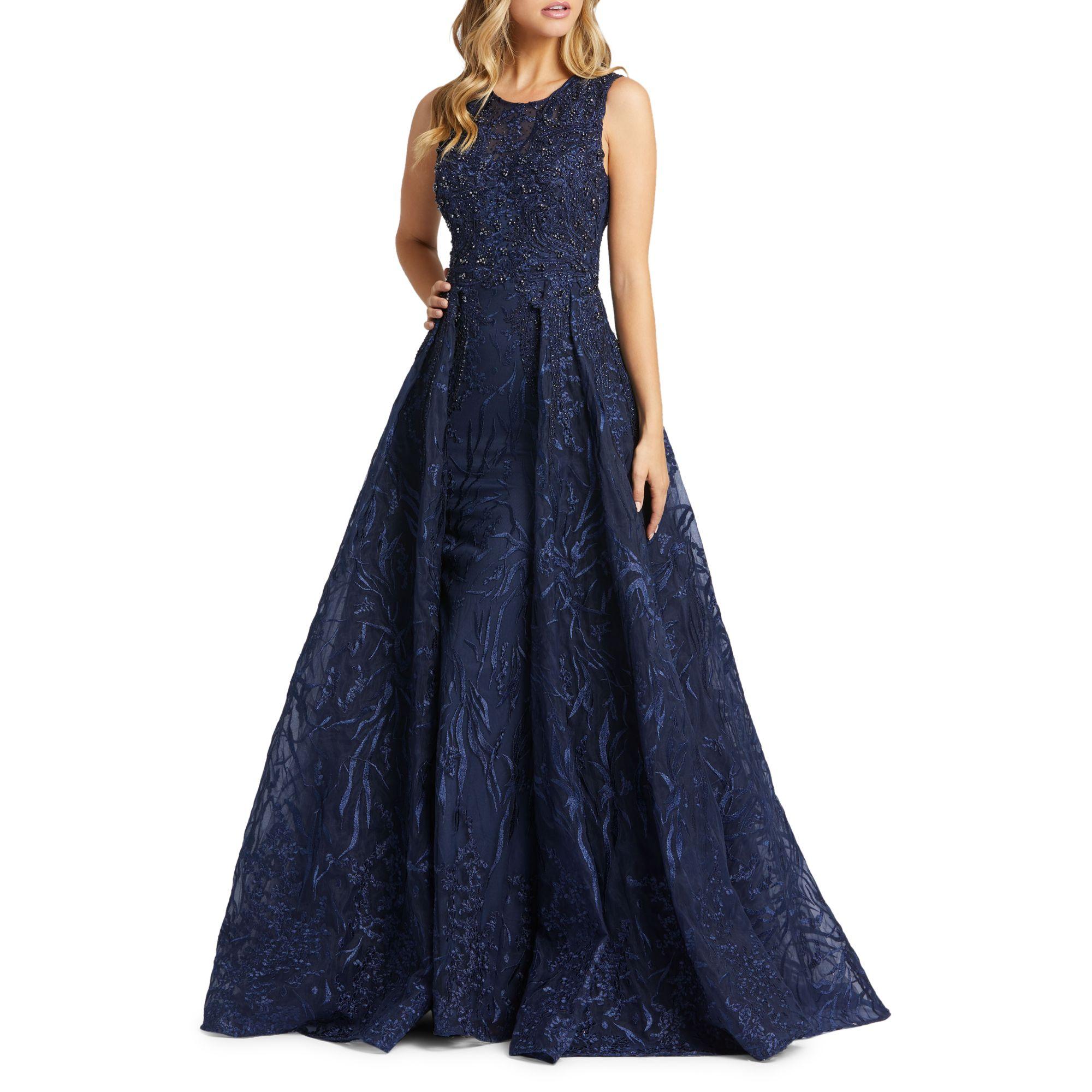 Mac Duggal Synthetic Embroidered Ball Gown in Navy (Blue) - Lyst