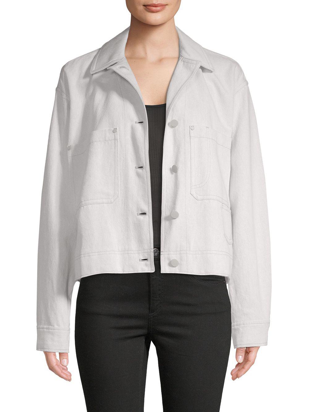 Vince Cotton & Linen Cropped Utility Jacket in Chalk (White) - Lyst
