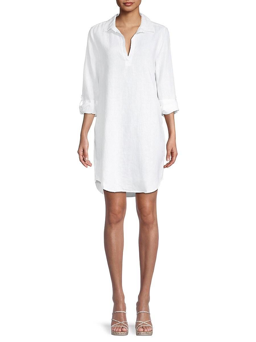 Saks Fifth Avenue Linen Shirtdress in White Lyst