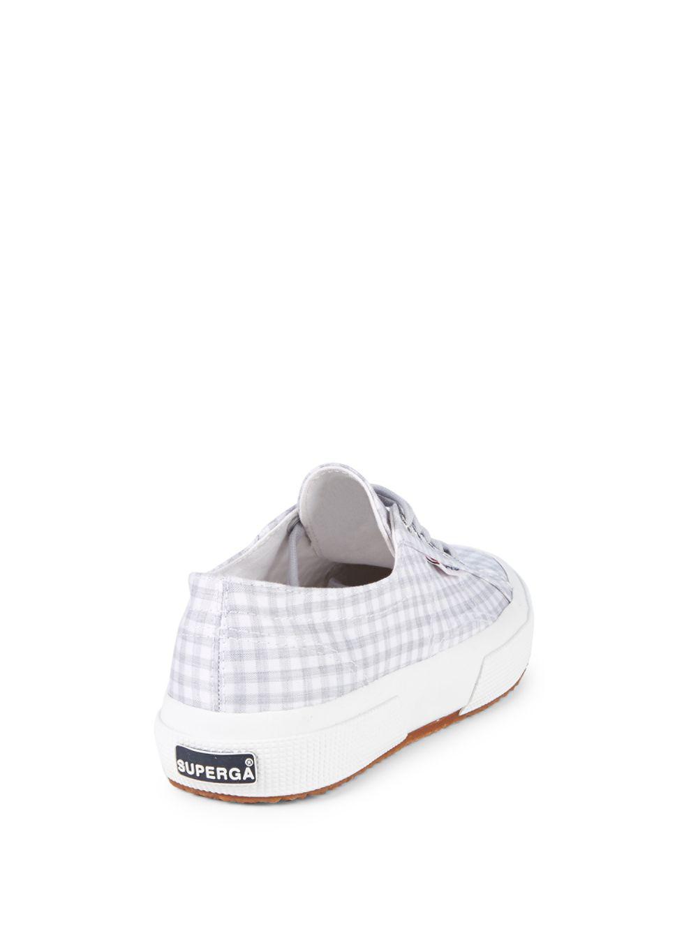 gingham canvas slip on sneakers