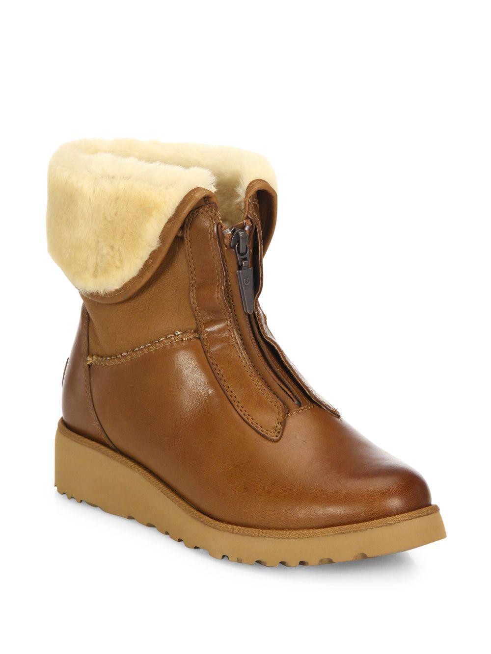 brown leather uggs with zipper