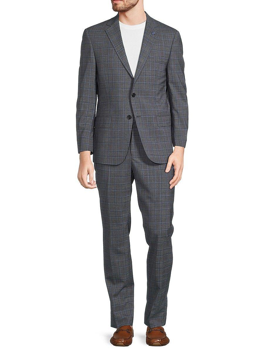 Hart Schaffner Marx New York Fit Glen Plaid Worsted Wool Suit in Gray ...