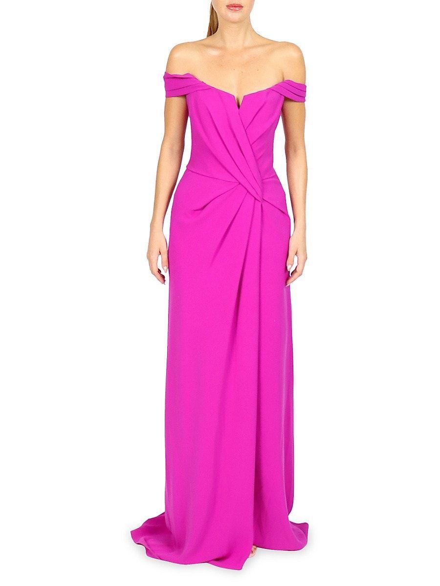 Rene Ruiz Collection Off The Shoulder Crepe Column Gown in Pink | Lyst