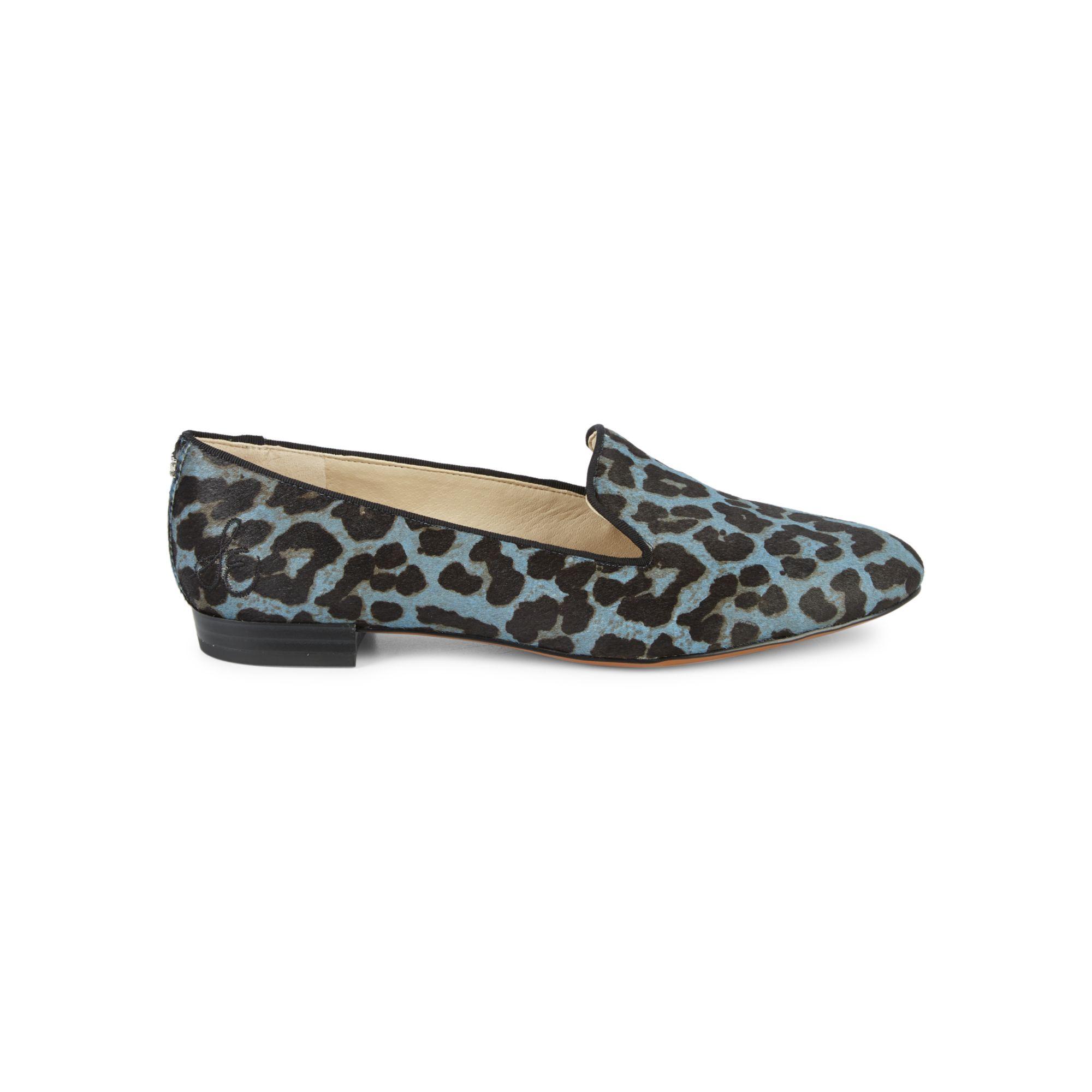 Sam Edelman Leather Jordy Leopard Calf Hair Loafers in Blue - Lyst