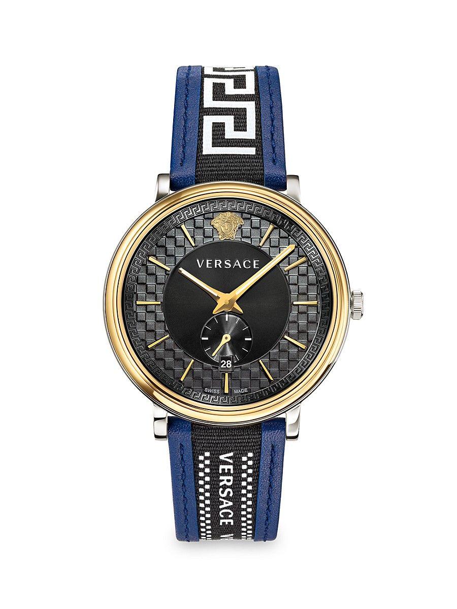 stof in de ogen gooien speling Afwijken Versace Greco Edition V-circle Two-tone Chronograph Watch in Blue for Men |  Lyst