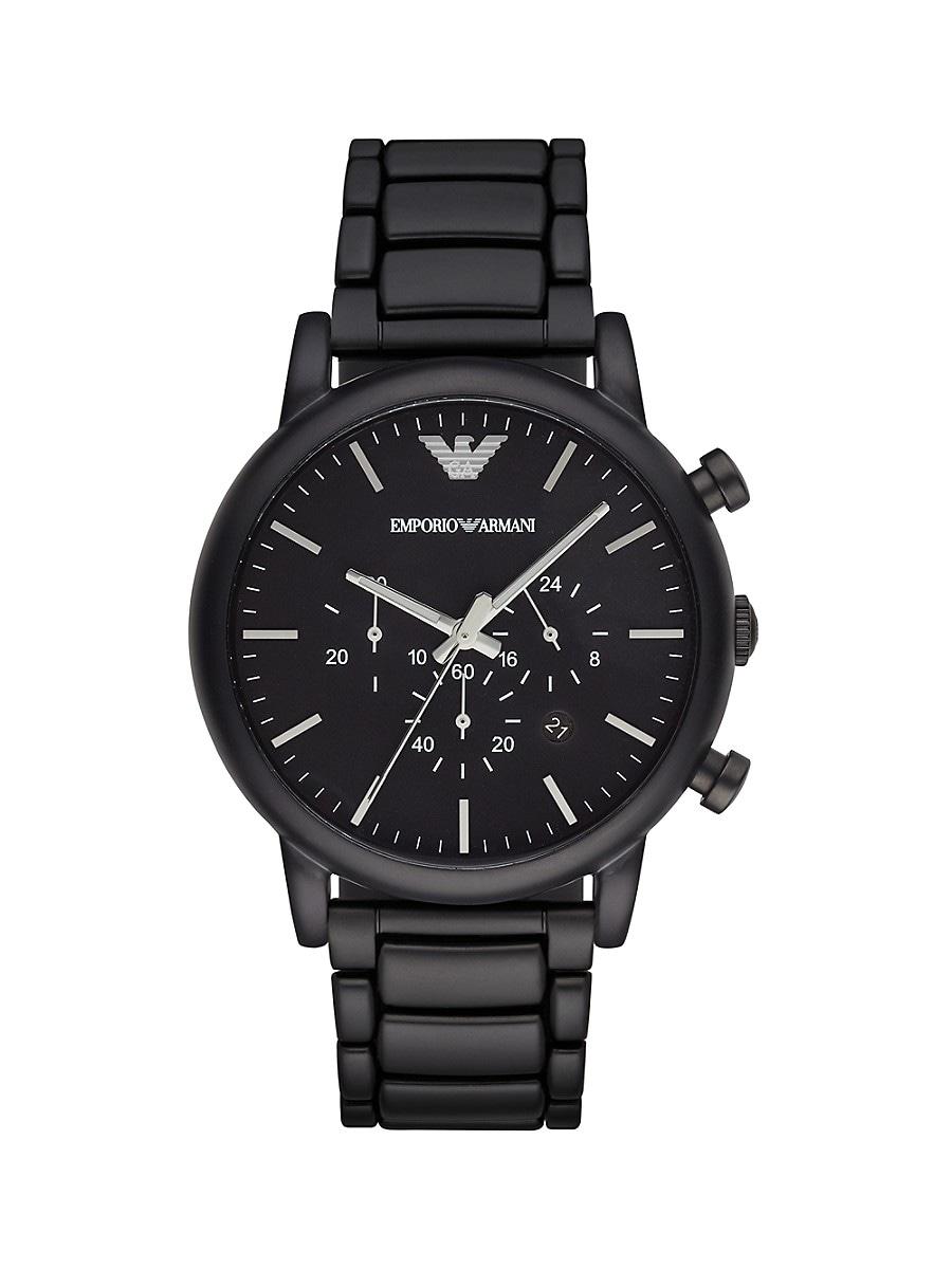 Emporio Armani Black-finished Stainless Steel Chronograph Link Bracelet  Watch for Men | Lyst