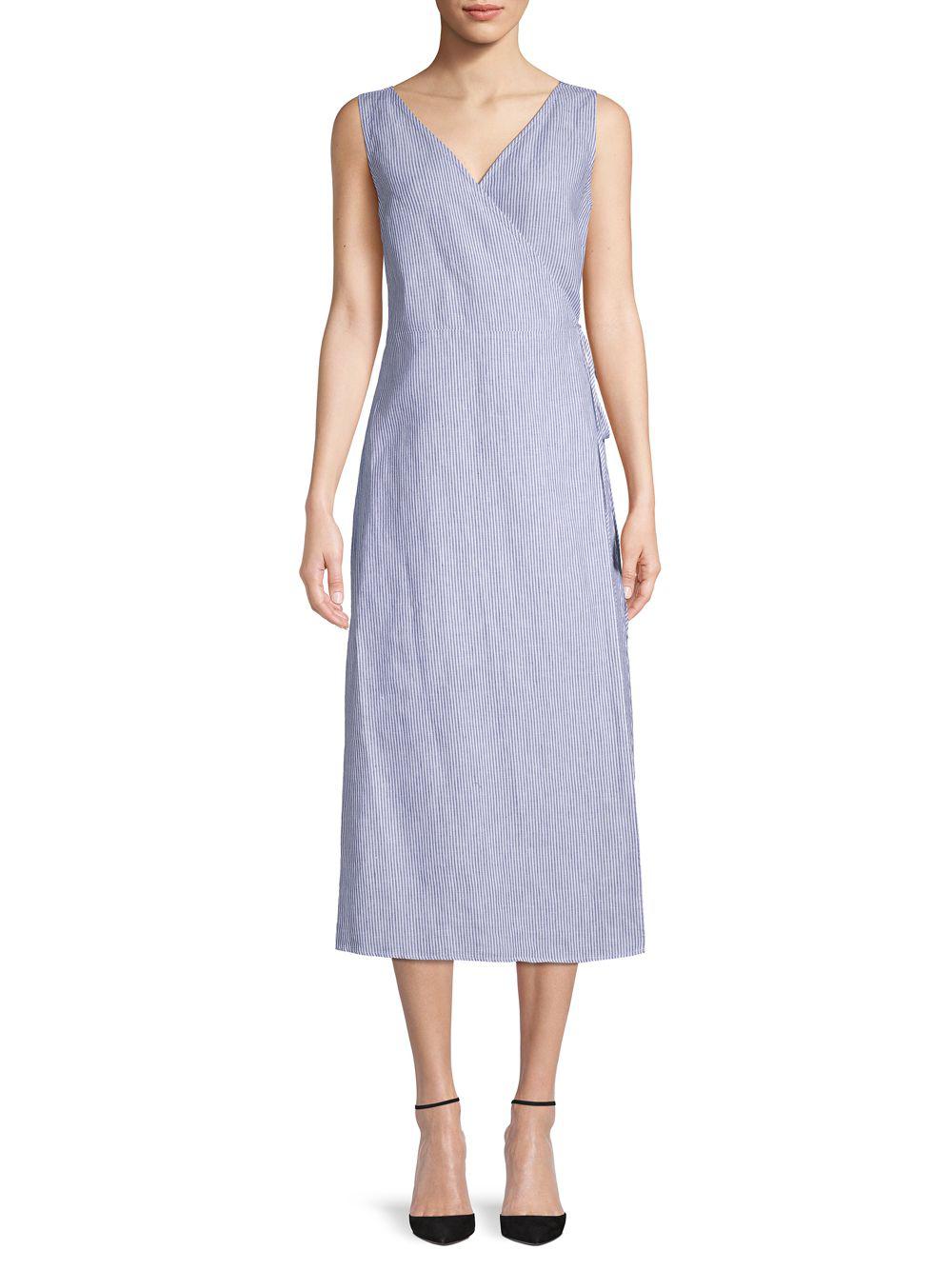 navy linen wrap dress