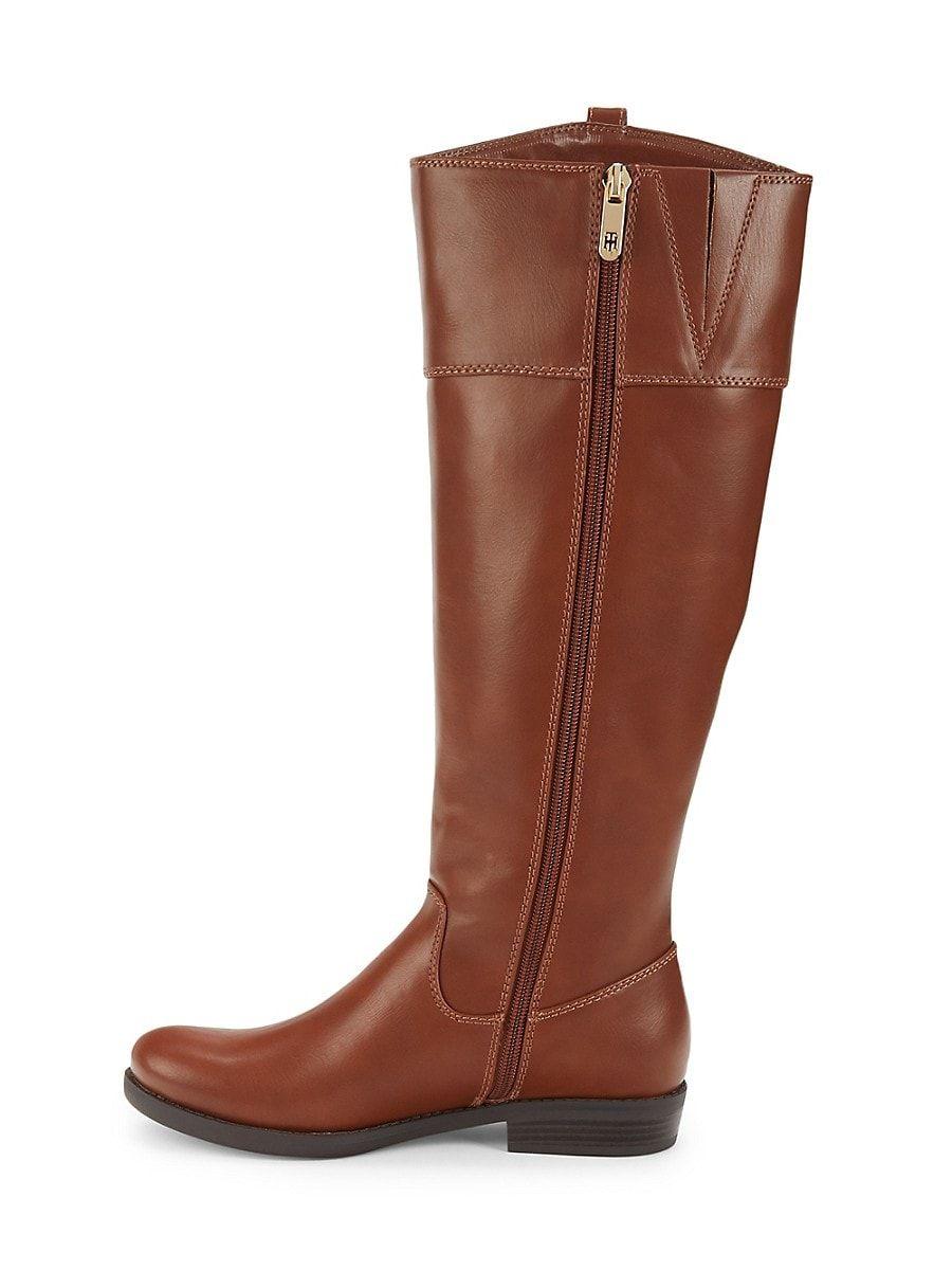 Tommy Hilfiger Shyenne Leather Knee High Riding in Brown | Lyst
