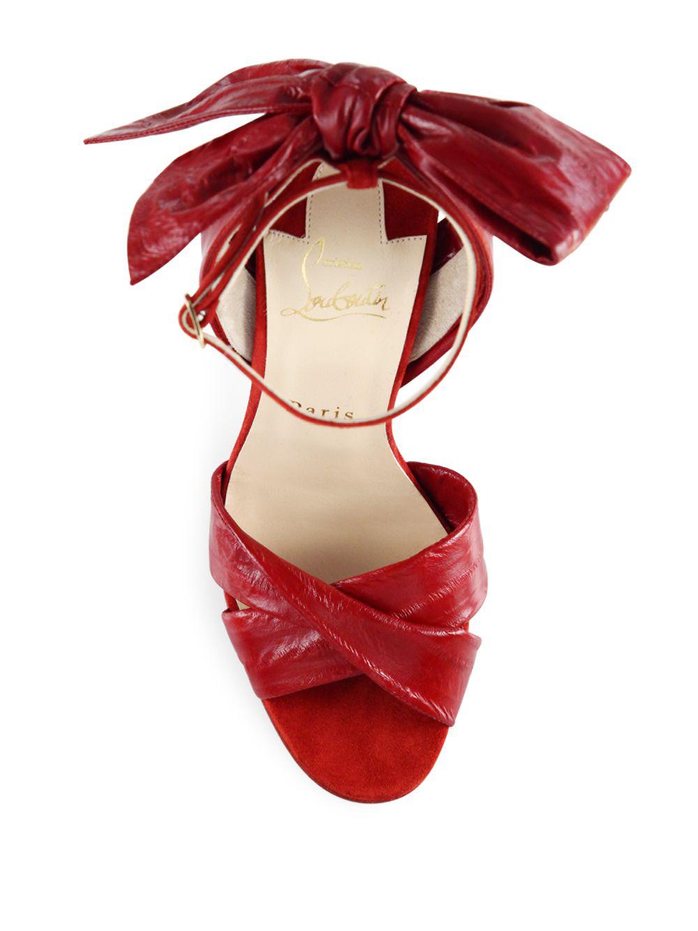 Christian Louboutin Marylineska Eel & Leather Bow Sandals in Red - Lyst