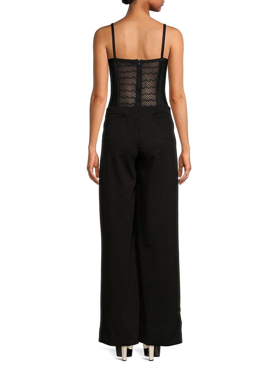 PATBO Lace Up Crepe Corset Jumpsuit in Black Lyst