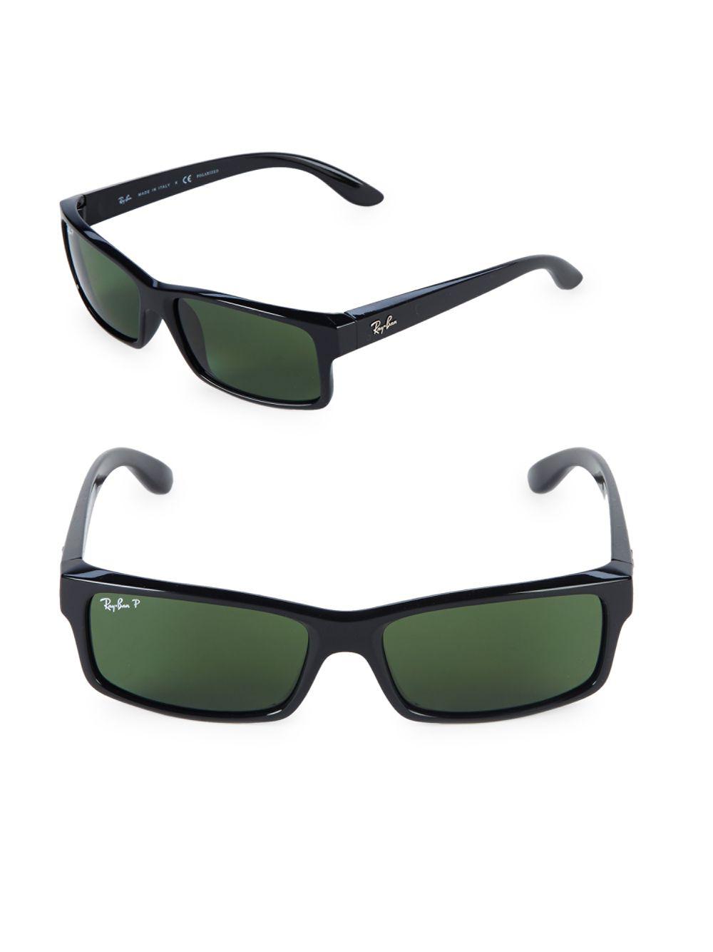 Ray-Ban 59mm Polarized Rectangle Sunglasses in Black | Lyst