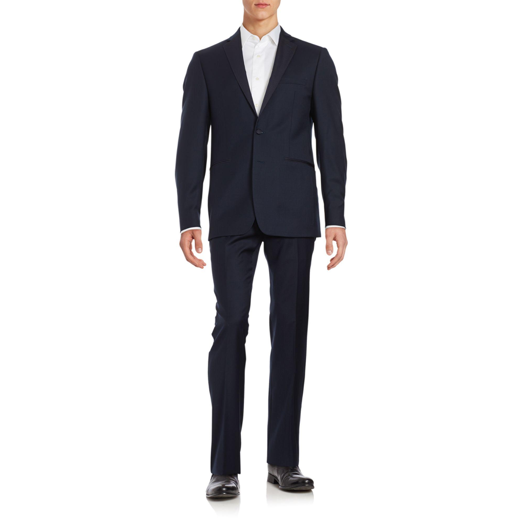 Calvin Klein Twobutton Wool Suit Set in Navy (Blue) for Men Save 65