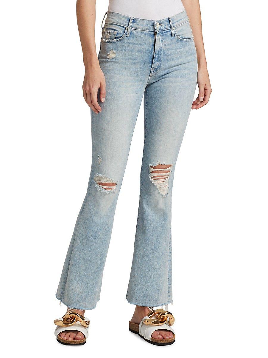 Mother Weekender Fray Flare Jeans in Blue | Lyst