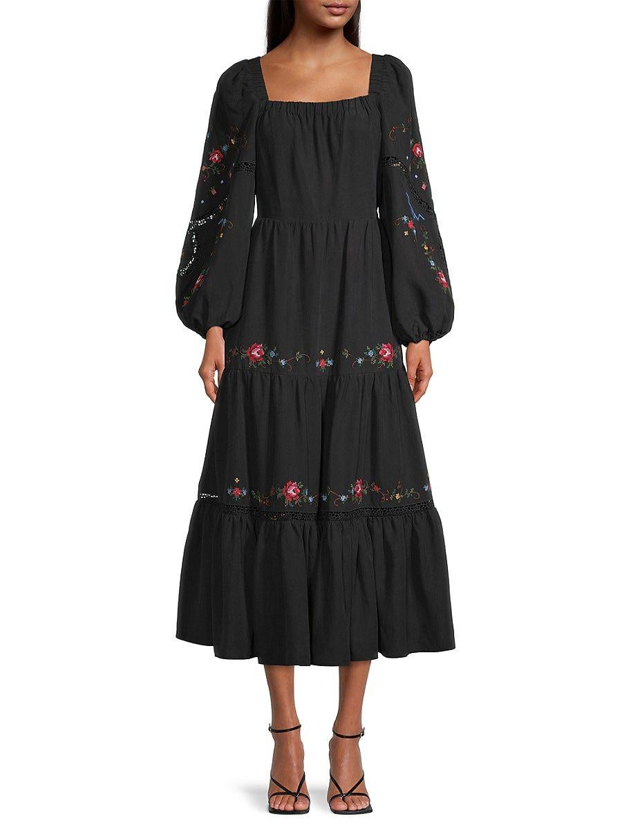 Kobi Halperin Lace Emmy Embroidered Tiered Dress in Black Lyst