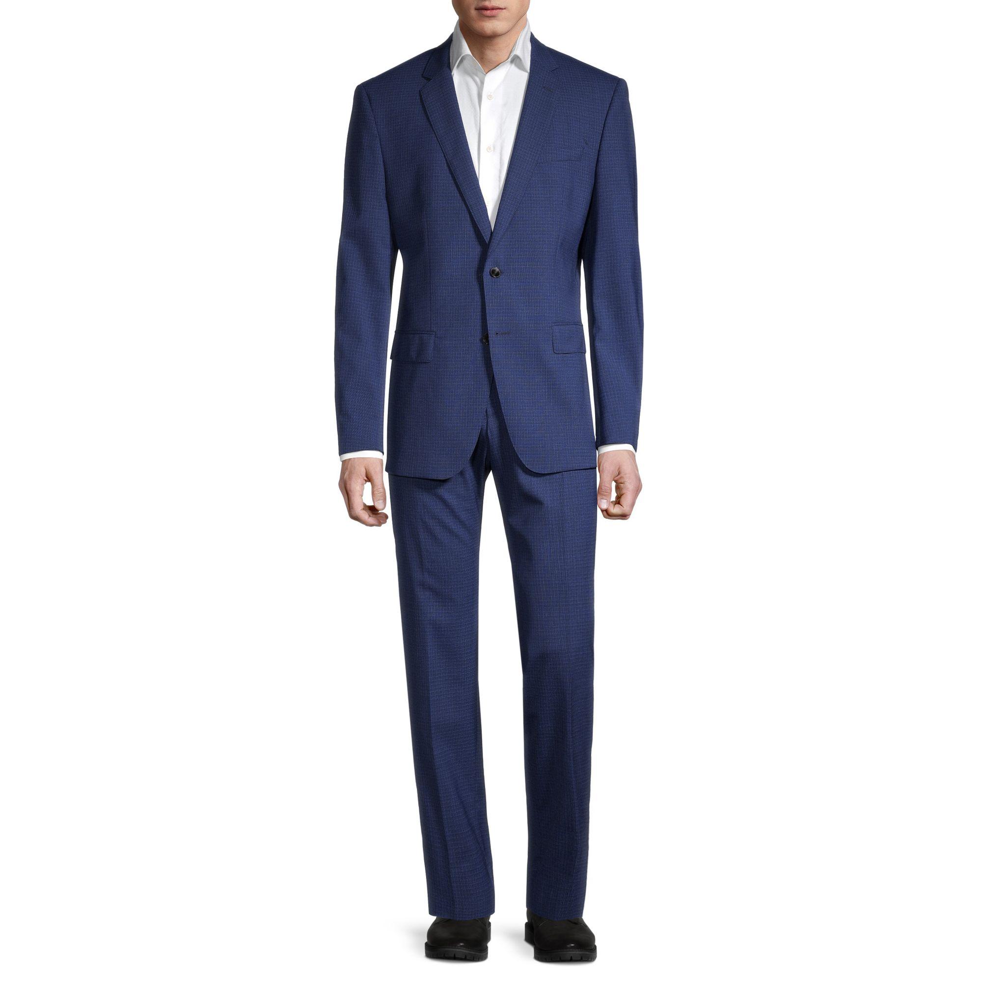 BOSS by HUGO BOSS Huge/genius Regular-fit Stretch Virgin-wool Suit in Navy  (Blue) for Men | Lyst