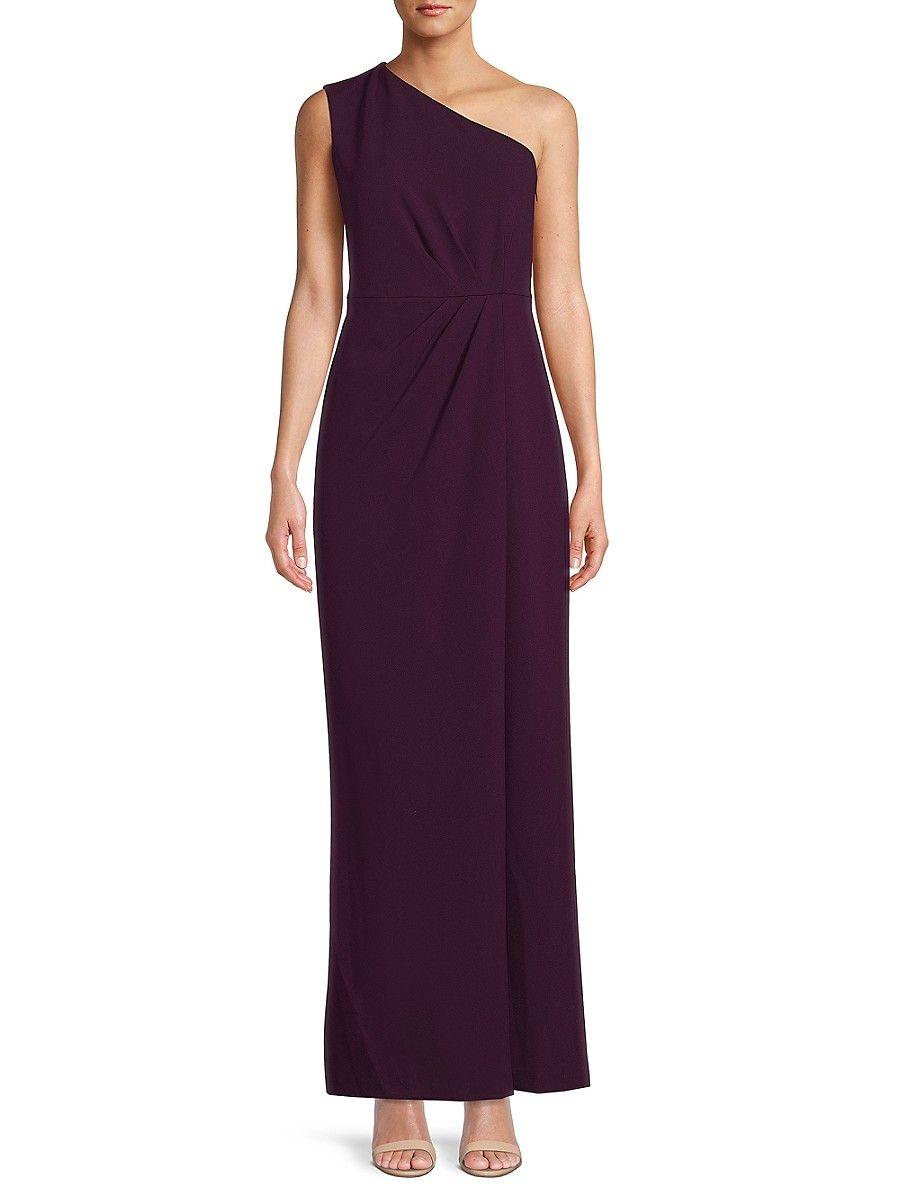 Calvin Klein One shoulder Column Gown in Purple Lyst