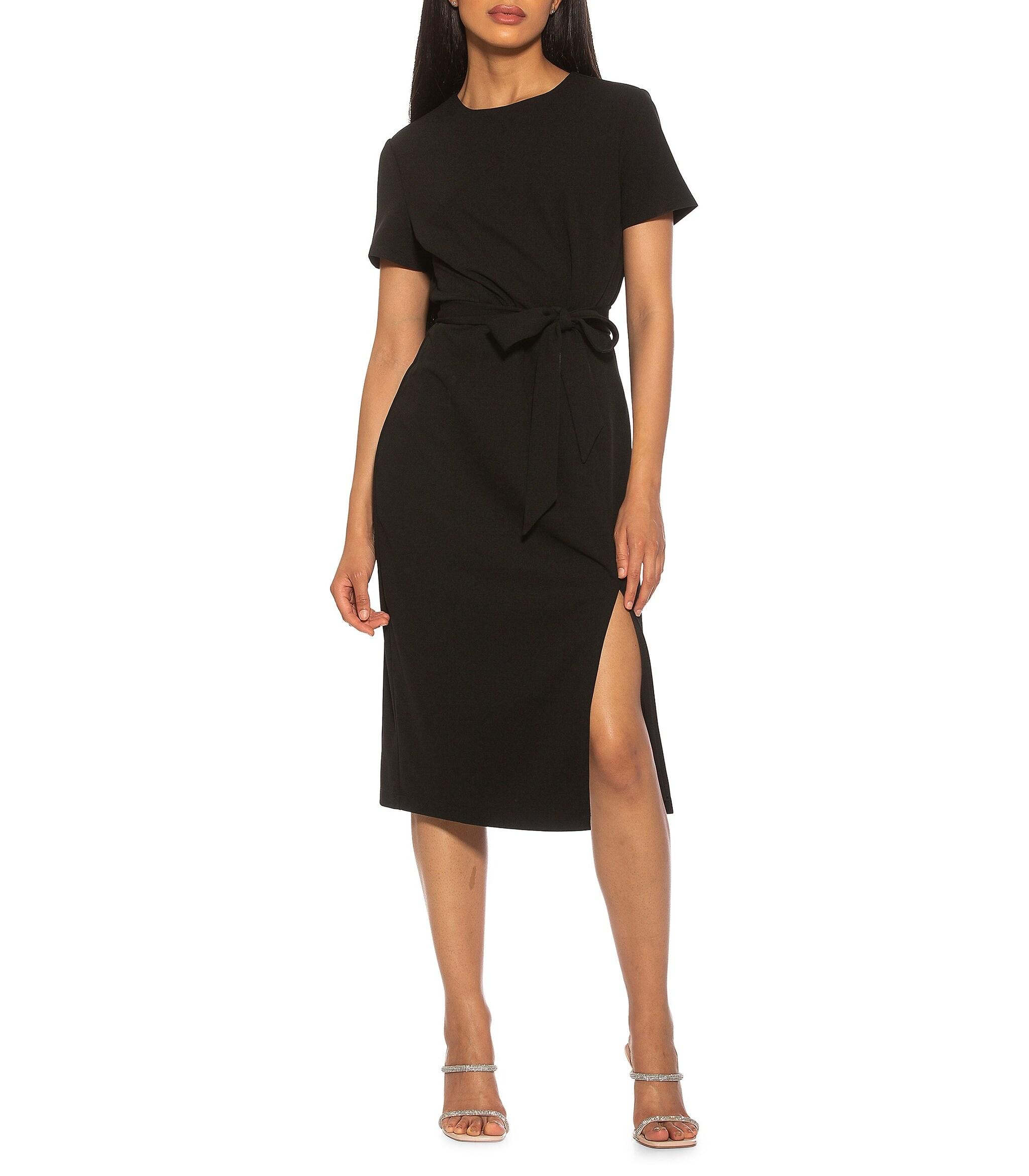 Alexia Admor Synthetic Dominique Tie Waist Dress in Black | Lyst