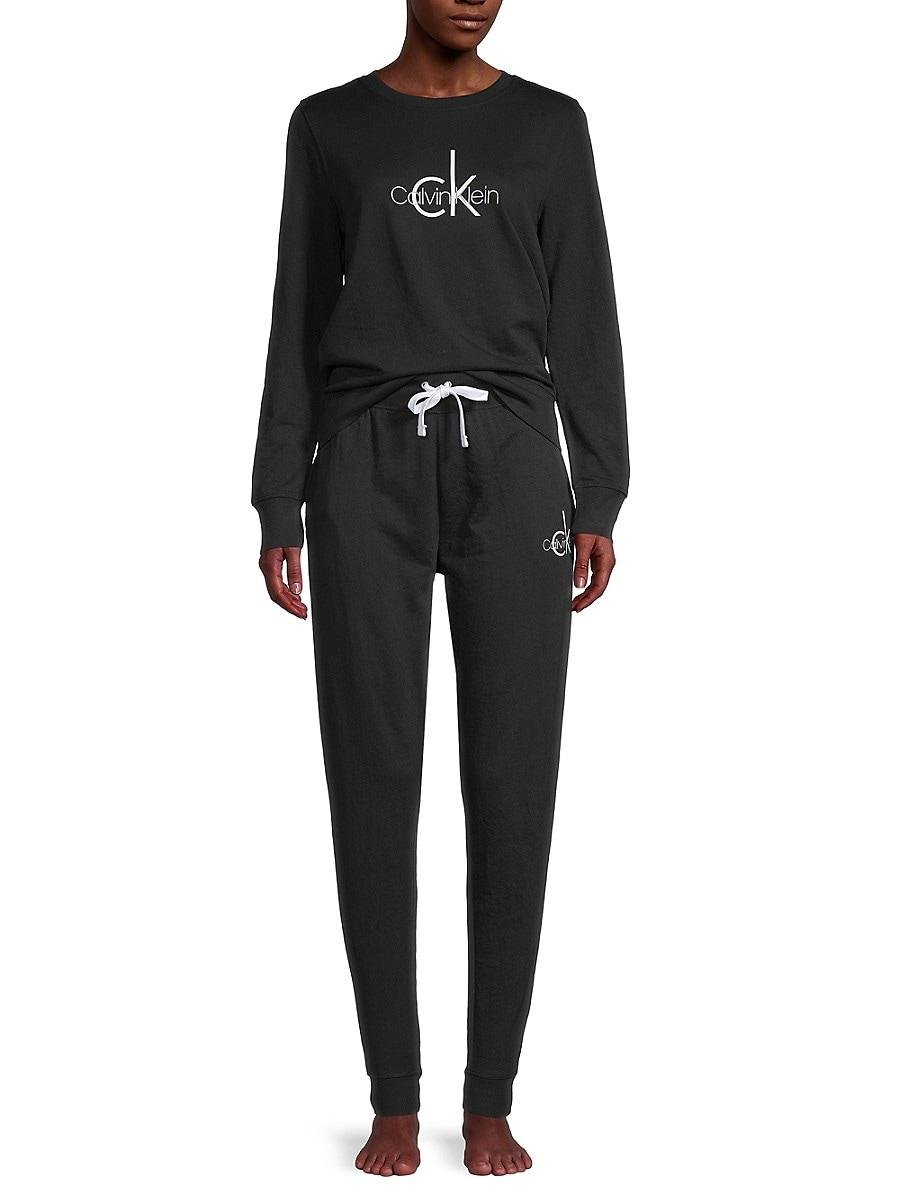 Calvin Klein 2-piece Logo Pajama Set in Black | Lyst