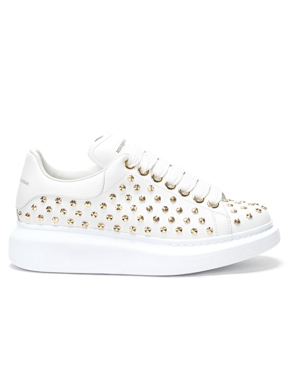 Alexander McQueen Spike-studded Leather Platform Sneakers in White | Lyst