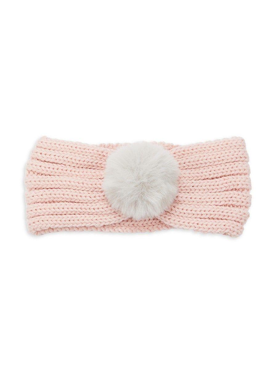 Surell Girl's Rib Knit Faux Fur Pom Pom Headband in Pink | Lyst