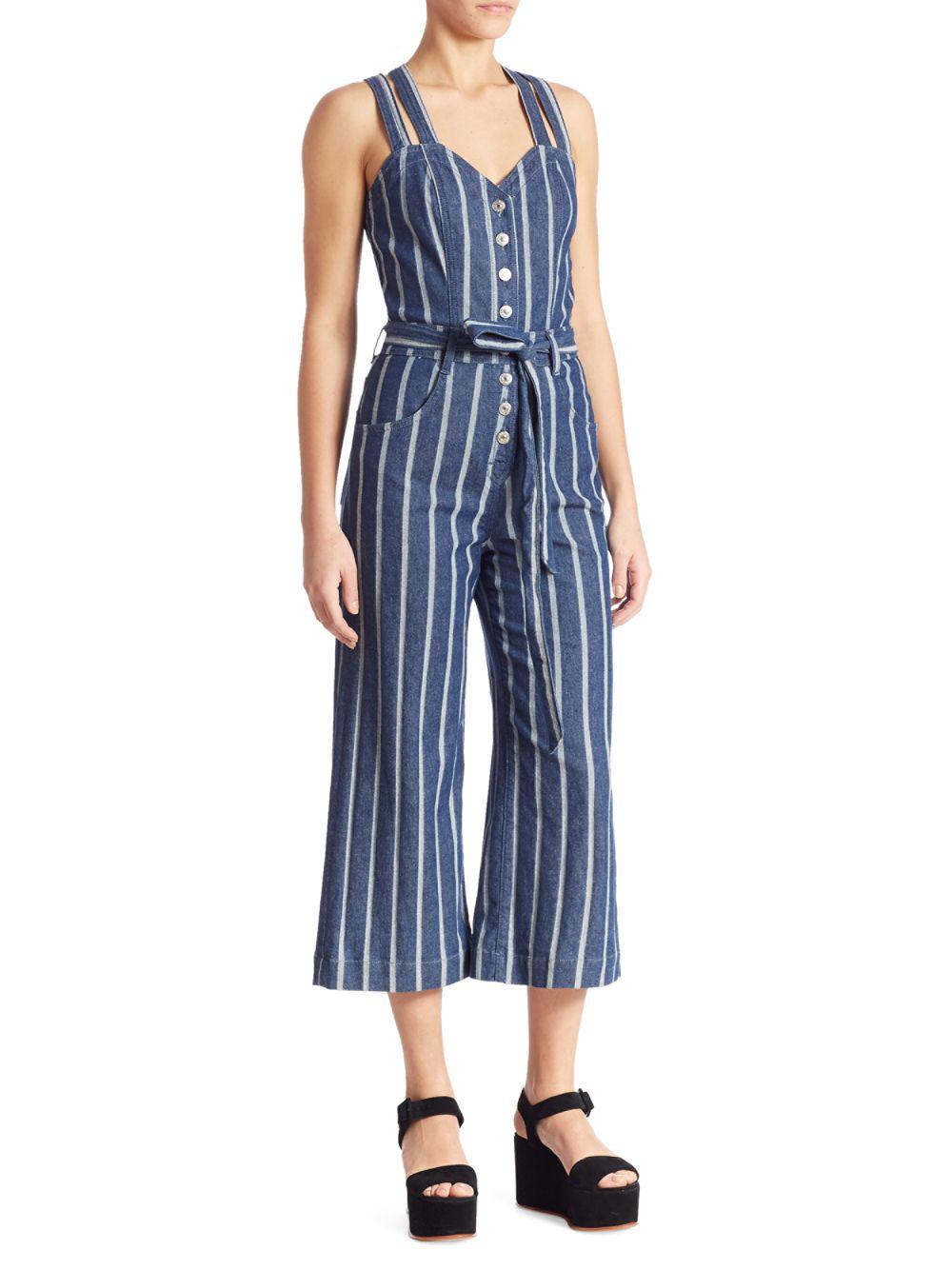 All Mankind Striped Denim Jumpsuit 
