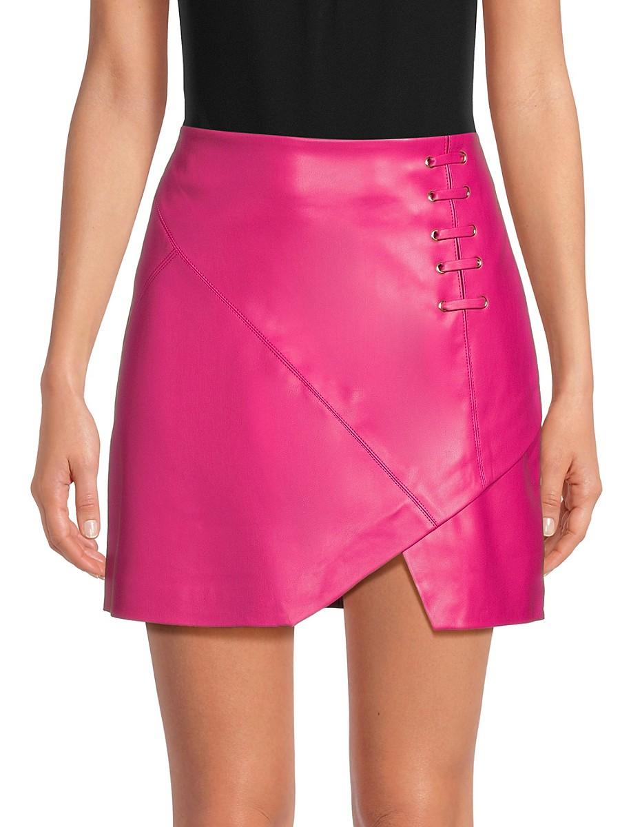 BCBGeneration Faux Leather Mini Skirt in Pink | Lyst UK