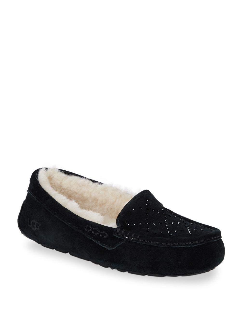 UGG Ansley Swarovski Crystal Embellished Slippers in Black | Lyst