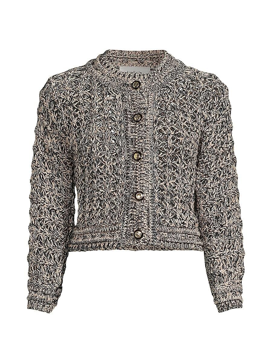 Black and top white marled cardigan