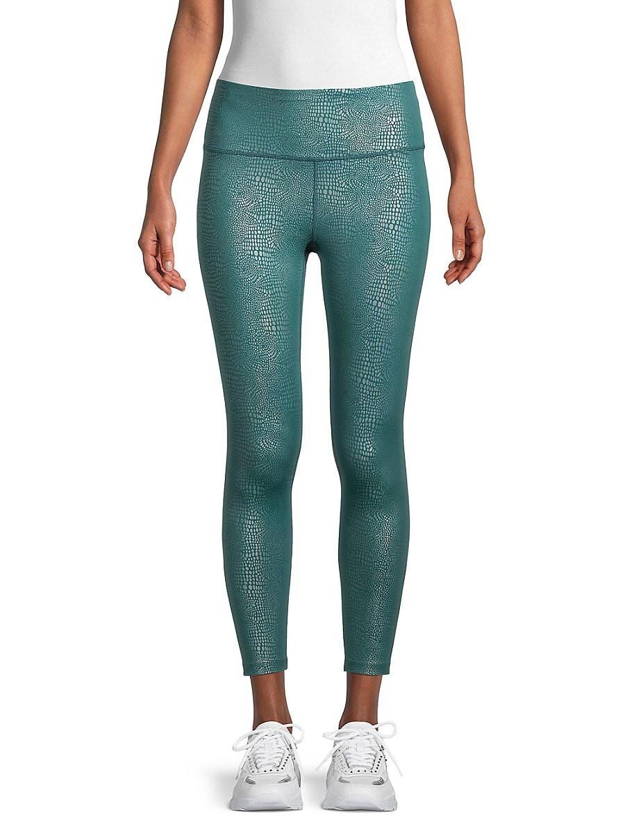 Calvin Klein Synthetic High-waist Foil Logo-print Leggings in Blue - Lyst