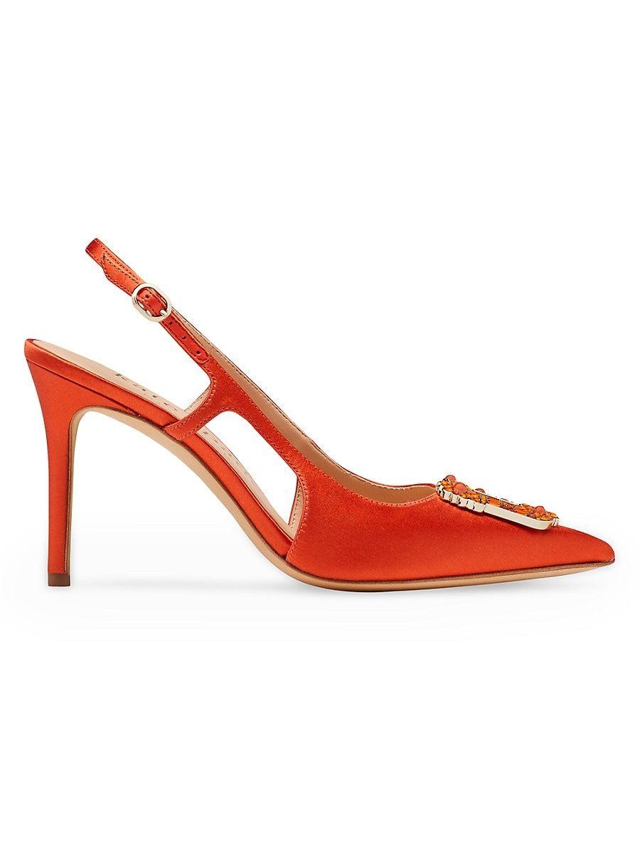 Kate Spade Buckle Up Satin Slingback Pumps in Red | Lyst