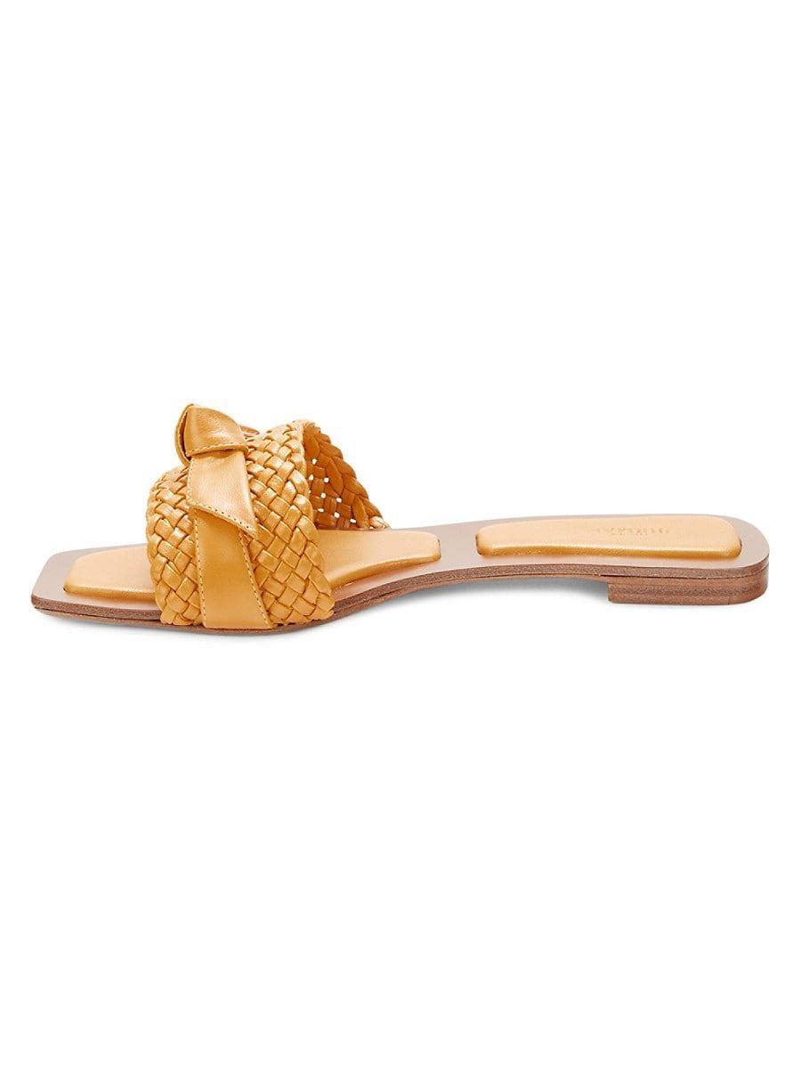 Alexandre Birman Clarita Woven Leather Flat Sandals in Metallic | Lyst