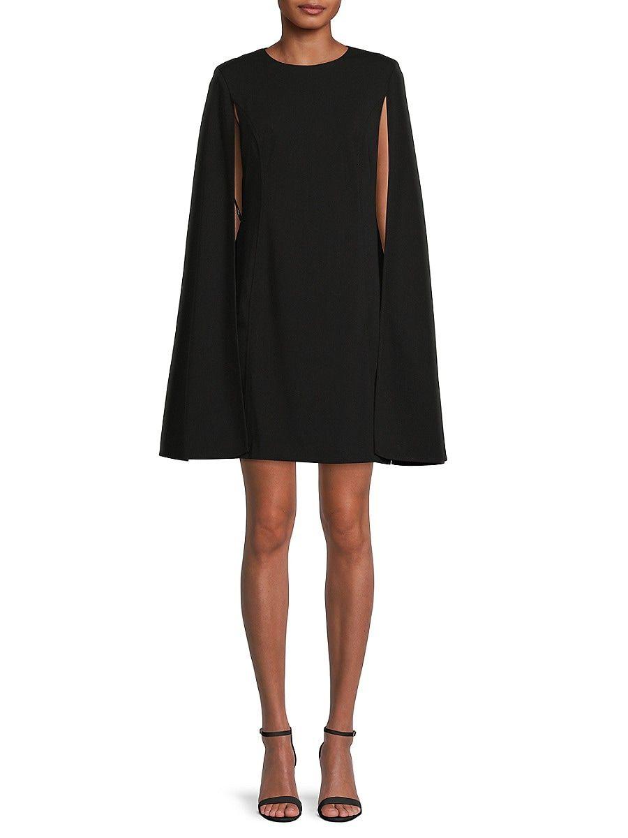 Calvin Klein Cape Sleeve Shift Dress in Black | Lyst