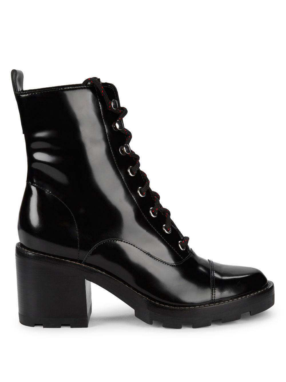 Marc Fisher Wanya Leather Combat Boots in Black Lyst