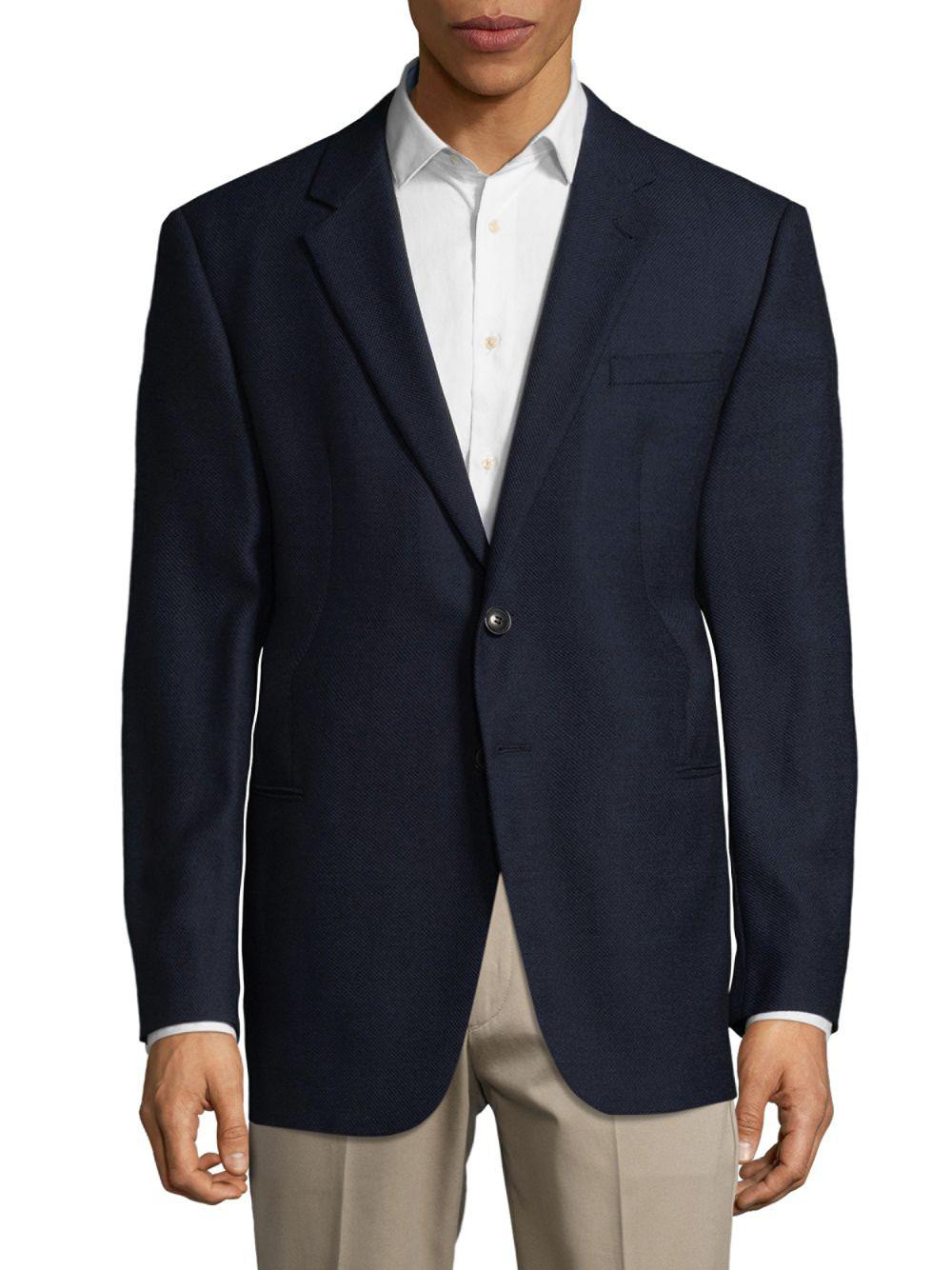 Armani Solid Texture Wool Sports Jacket in Black for Men Lyst