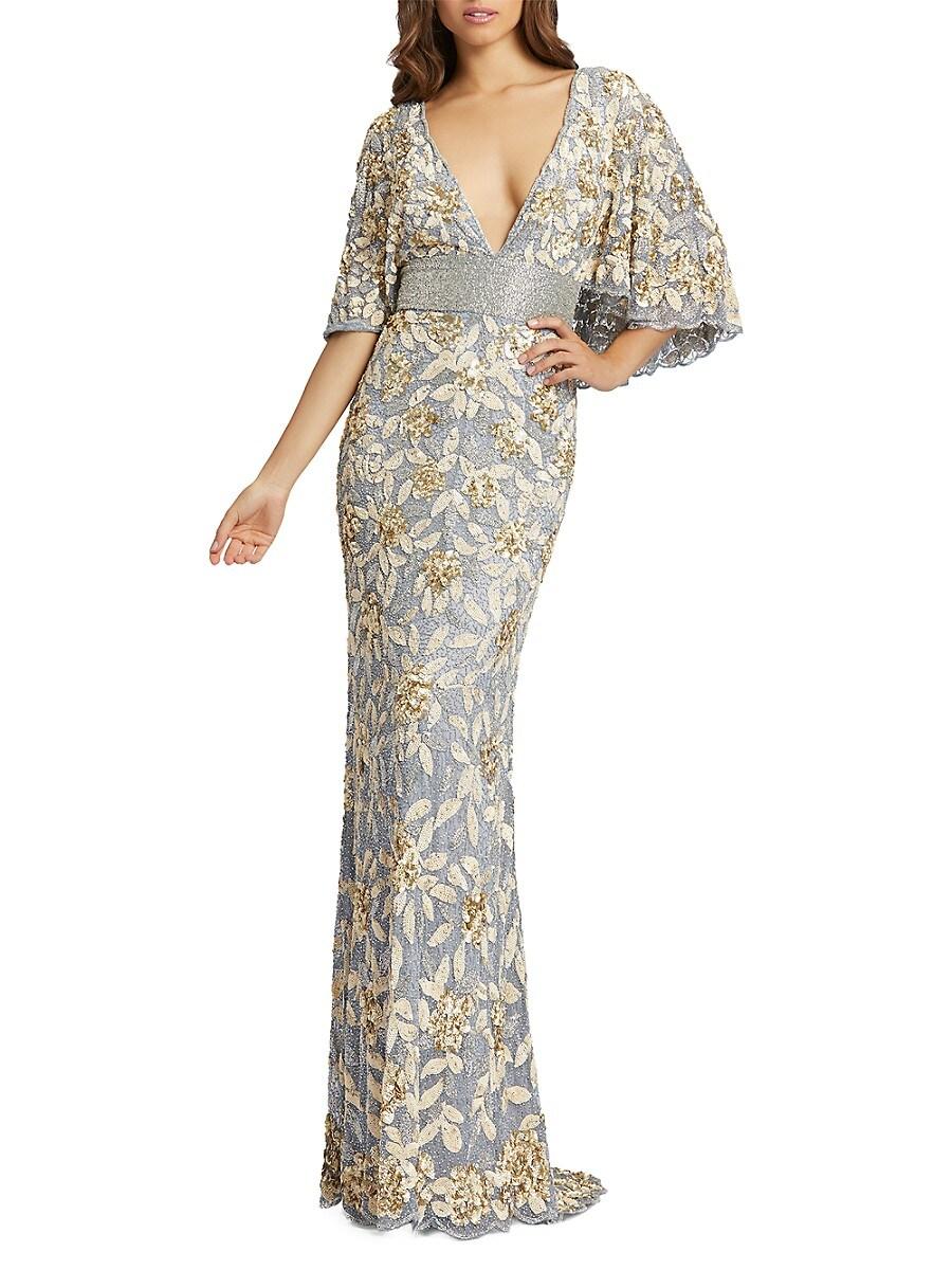 Mac Duggal Capelet Sequin Sheath Gown in Grey | Lyst Canada