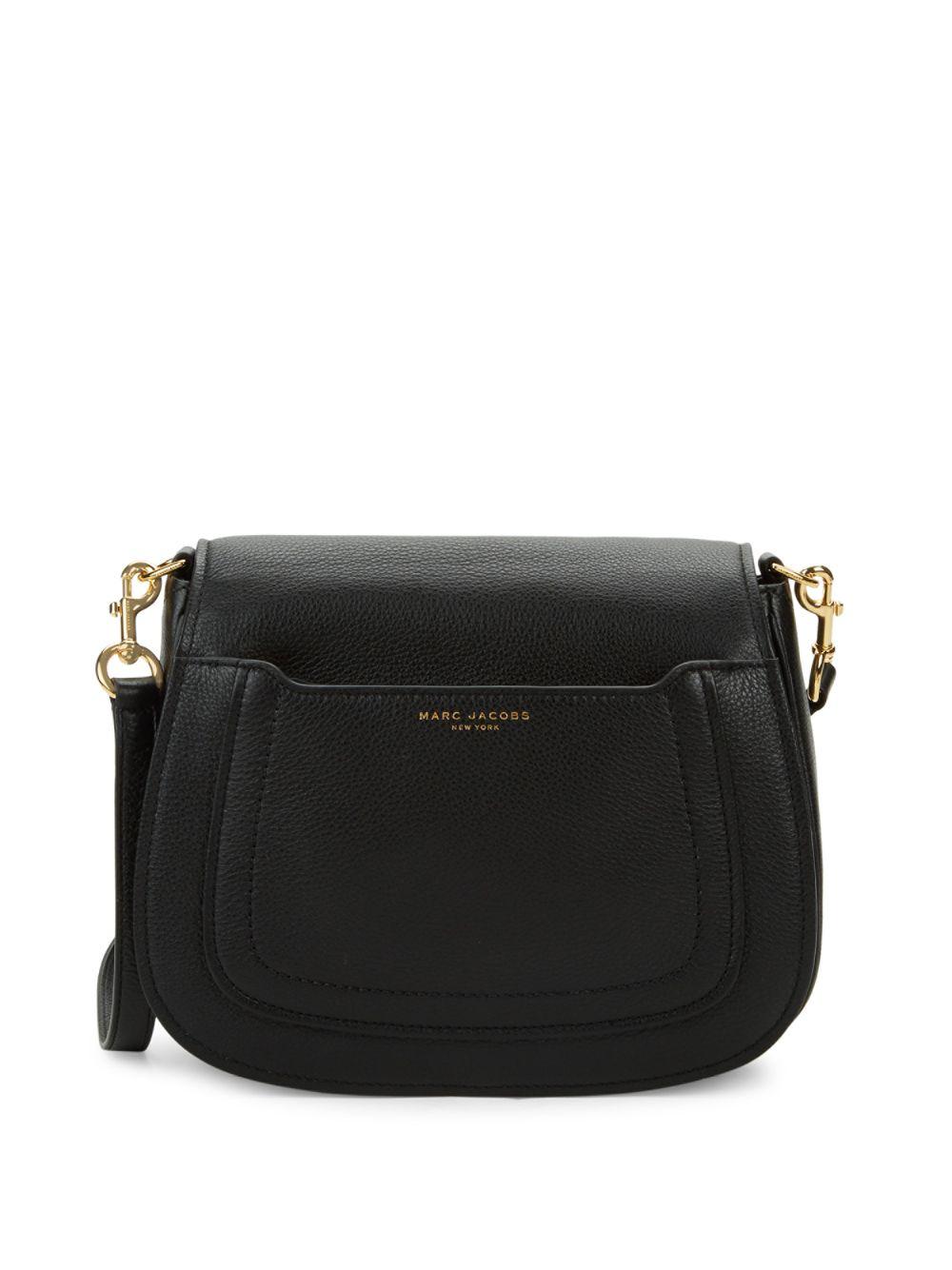 Marc Jacobs Pebbled Leather Saddle Crossbody Bag in Black - Lyst