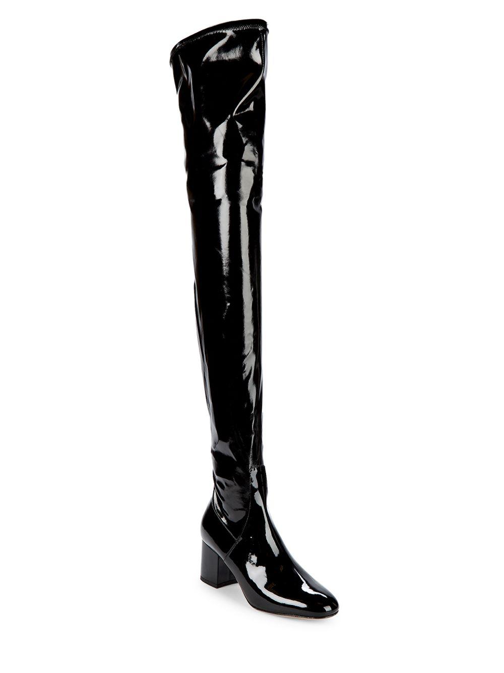 patent leather over the knee boots