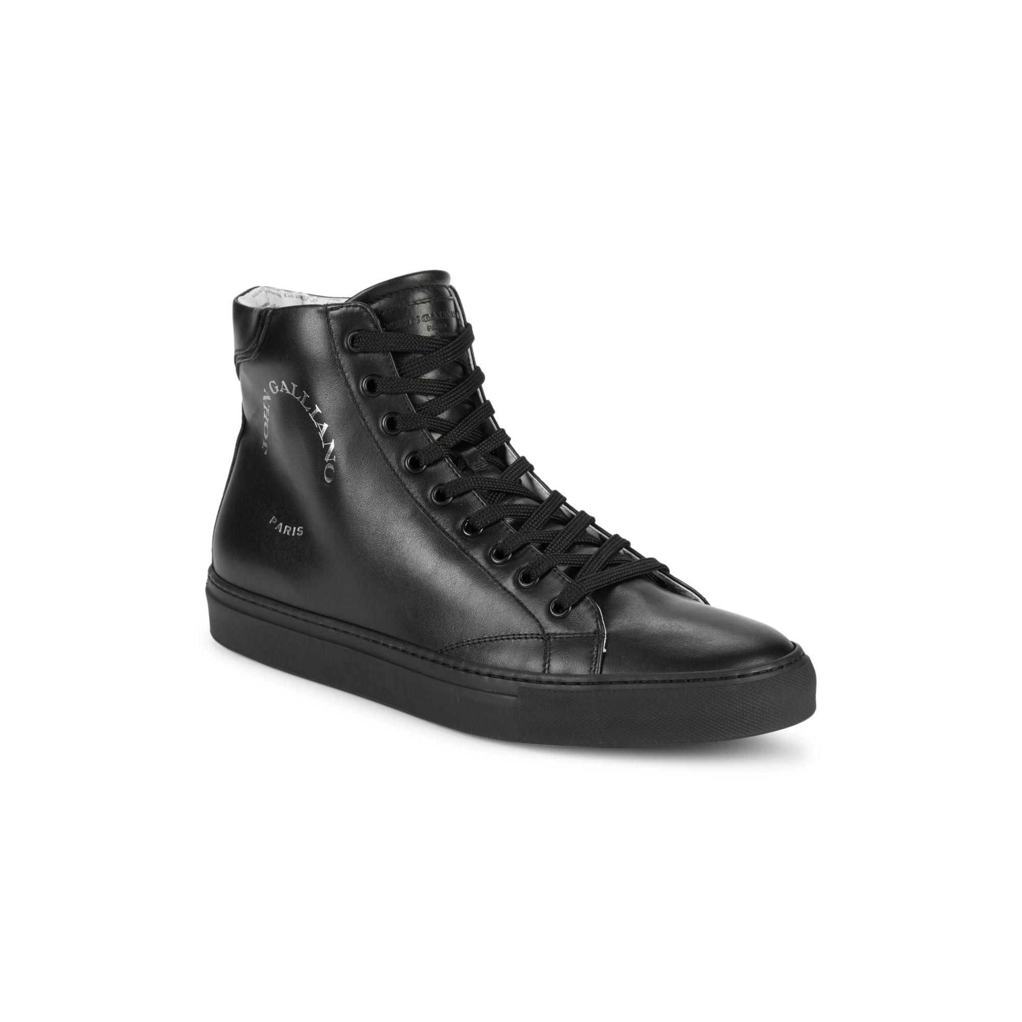 John Galliano High-top Leather Sneakers in Black for Men - Lyst